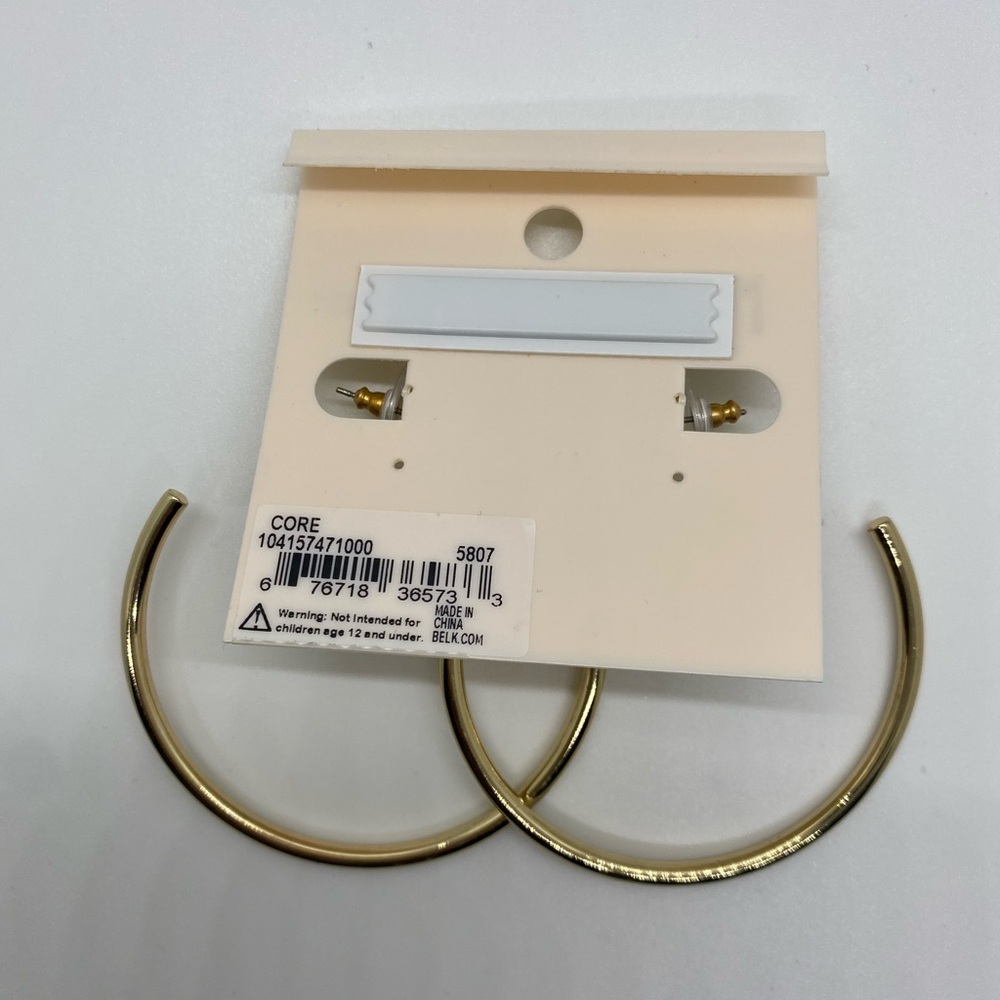 New Directions Shiny Gold Hoop Earrings - Picture 3 of 3